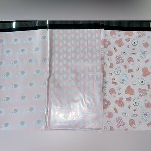 3 pattern baby girl poly mailers 10x13” 10 pink and white mailers